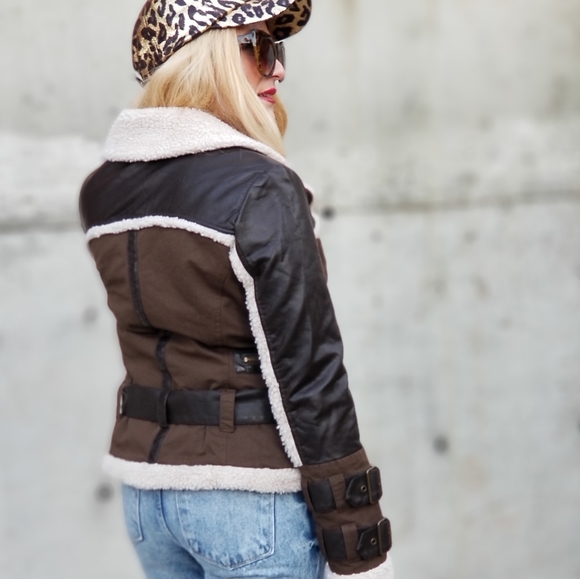 EMILY Jacket leather/fur and canvas textures - Picture 3 of 4